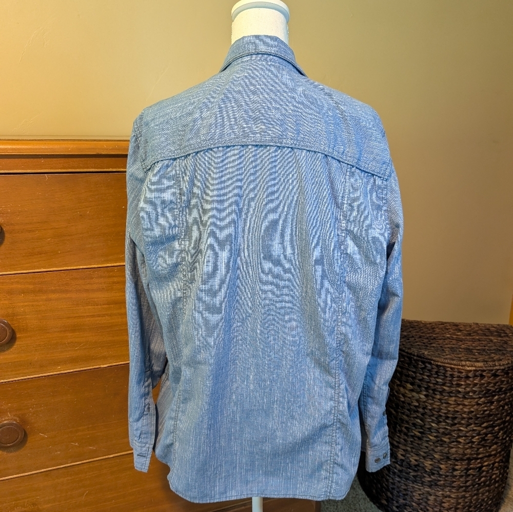 Surplus Custom Co. Mens Western Double Pocket Blue Button Down - Picture 6 of 10